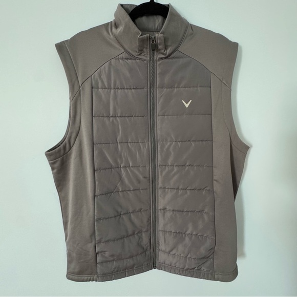 Men’s Callaway Golf Grey Puffer Water Repellent Full Zip Vest - Men's Size XL - Picture 1 of 7